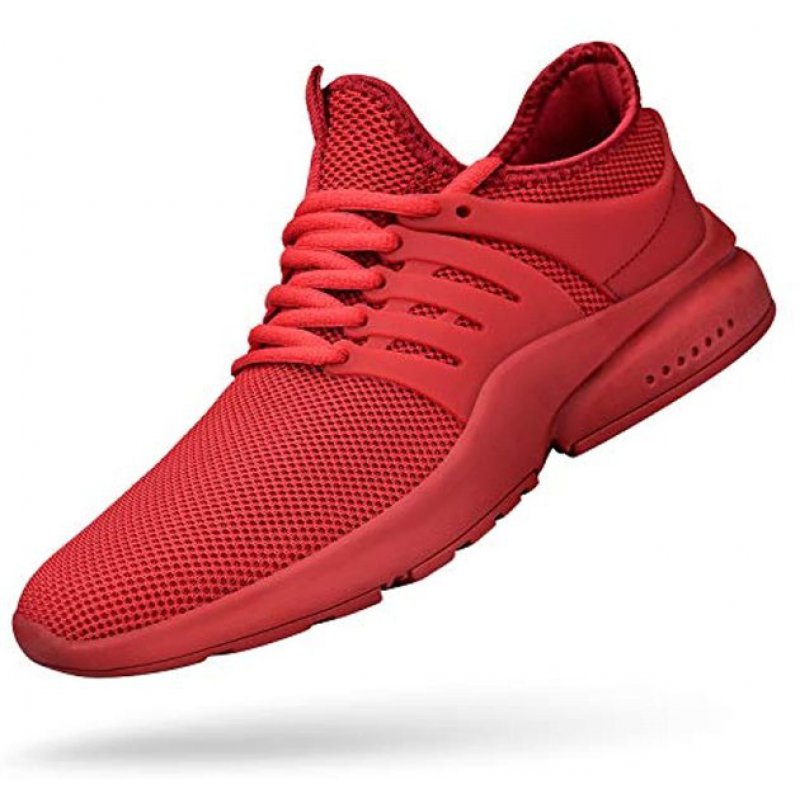 Feetmat Men's Non Slip Gym Sneakers Lightweight Breathable Athletic Running Walking Tennis Shoes Red